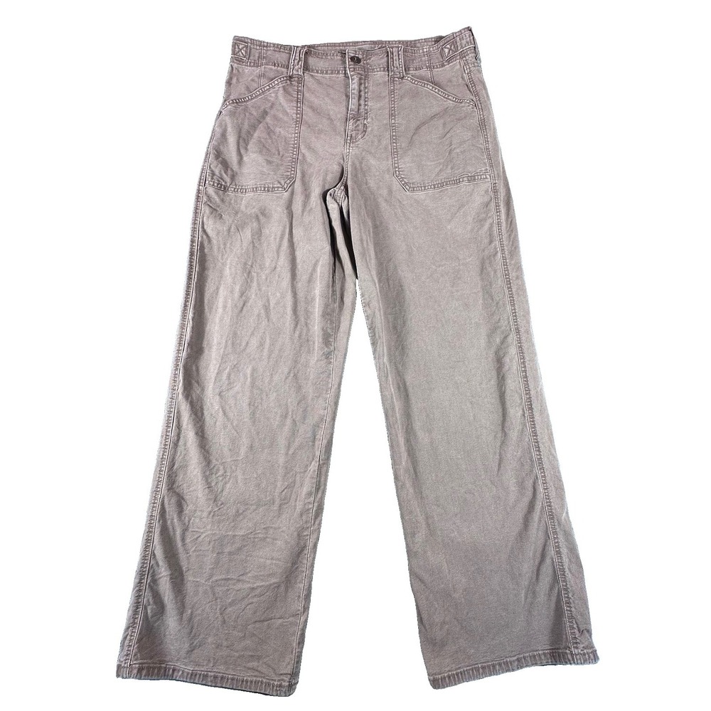 American Eagle Stovepipe Wide Leg Pants Womens 10 Stretch Waist Buckles Brown